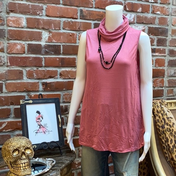 Mauve Cowl Neck Top w/ Hidden Face Mask - Picture 4 of 9